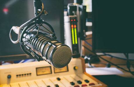 microphone in radio studio