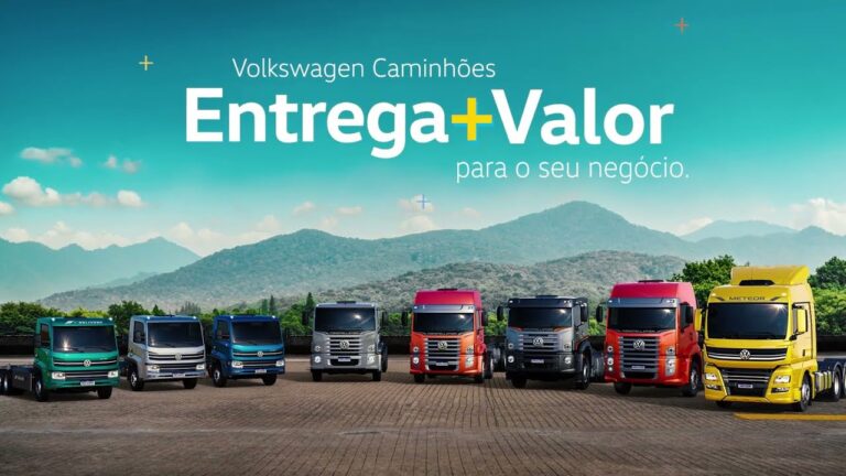 campanha que comunica a nova linha de caminhões e ônibus