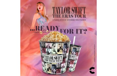 Balde e copo de Taylor Swift The Eras Tour disponíveis na Cinépolis