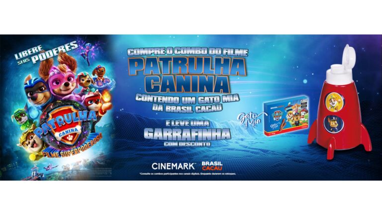 Cinemark lança combo de 'Patrulha Canina Um Filme Superpoderoso' em parceria com a Brasil Cacau