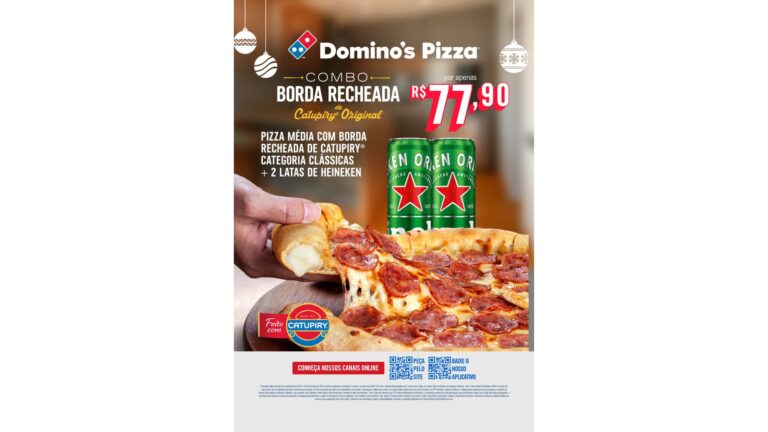 Cerveja e borda recheada Domino’s e Heineken criam combo especial