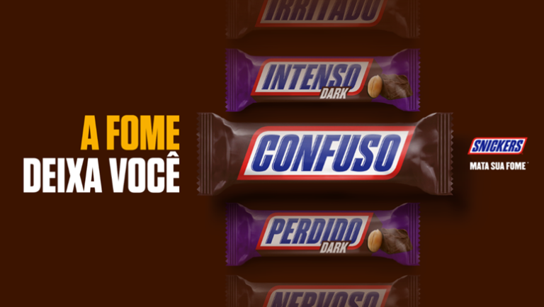 SNICKERS estampa embalagens com novos sintomas da fome