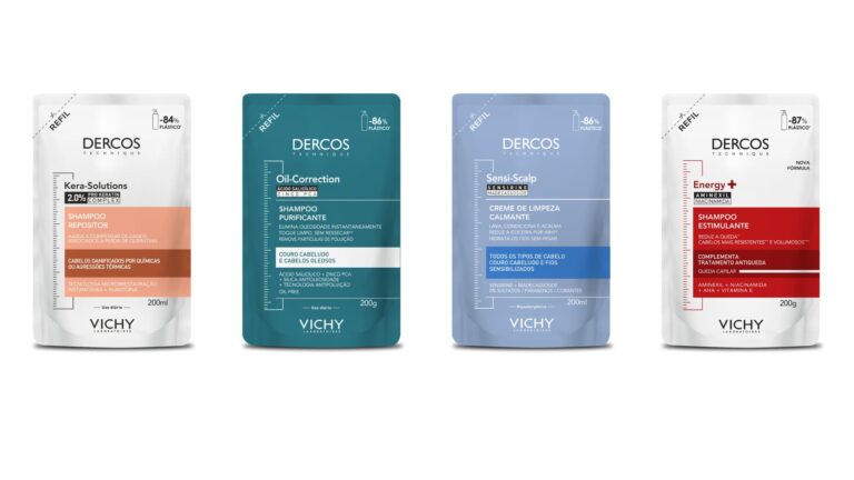 Vichy lança embalagem refil de shampoos e creme de limpeza