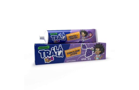 Trá Lá Lá lança Creme Dental Trá Lá Lá Kids Uva com QR Code do Projeto Lupinha