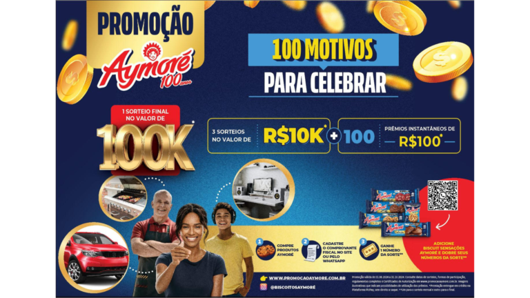 AYMORÉ LANÇA PROMOÇÃO ‘100 MOTIVOS PARA CELEBRAR’ COM SORTEIOS DIÁRIOS E PRÊMIO FINAL DE R$100 MIL