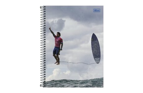 Caderno da Tilibra com foto icônica de Gabriel Medina