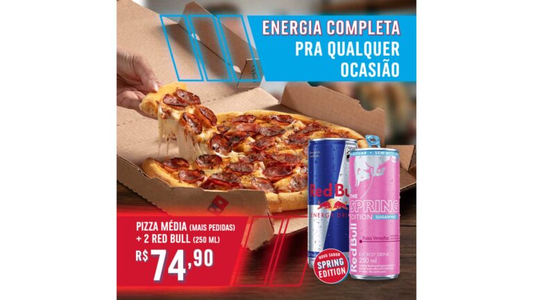 Domino’s Pizza e Red Bull lançam campanha com combo inédito
