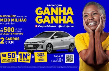 Pague Menos e Extrafarma lançam promoção Ganha Ganha com sorteio de carros e prêmios instantâneos