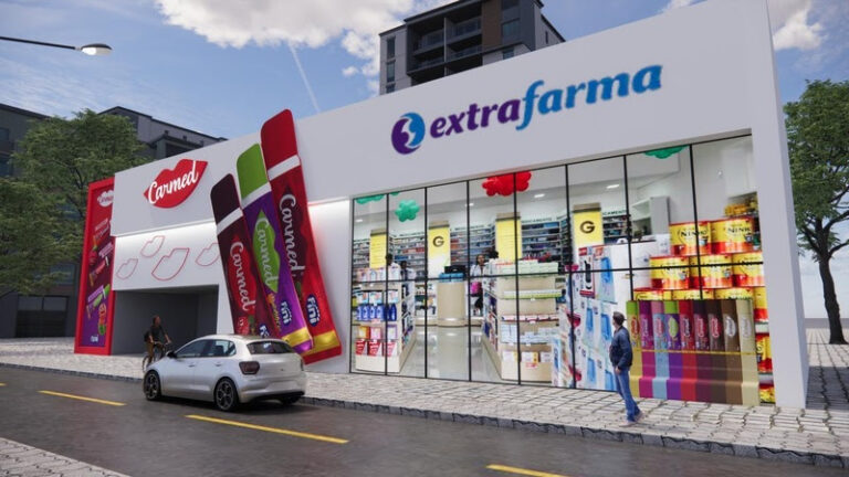 Cimed transforma fachada da Extrafarma em Belém (PA) em ativação de Carmed