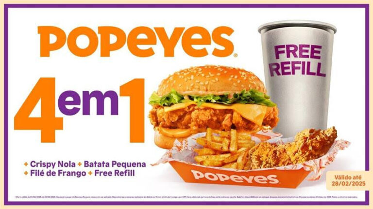 Popeyes® e RecargaPay oferecem Combo 4x1 por apenas R$14,90!