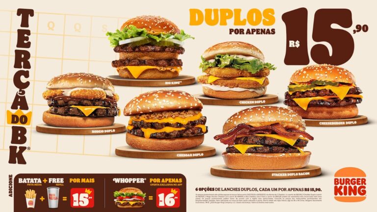 Burger King lança a Terça do BK com sanduíches duplos a partir de R$15,90