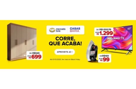 Casas Bahia estreia no e-commerce do Mercado Livre com ofertas imbatíveis em várias categorias de eletrodomésticos, eletrônicos e móveis