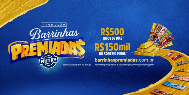 Nutry lança promoção Barrinhas Premiadas com prêmios diários e sorteio final
