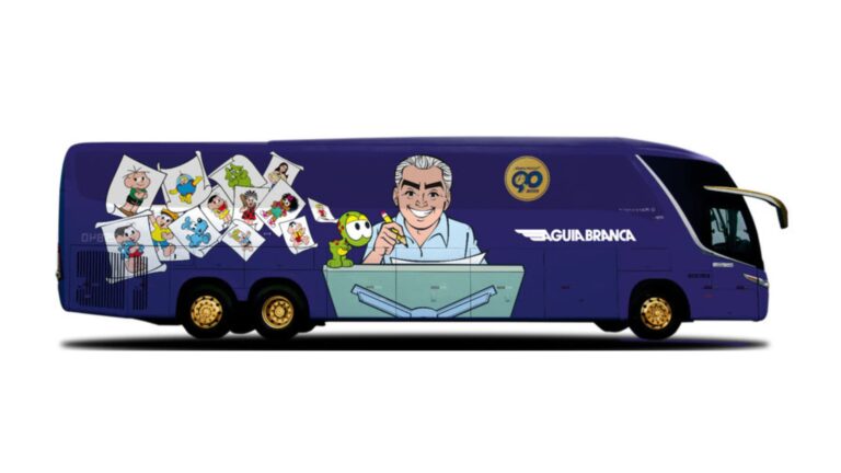 Viação Águia Branca homenageia os 90 anos de Mauricio de Sousa com novo ônibus temático