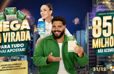 Paulo Vieira e Tatá Werneck estrelam campanha histórica da Mega da Virada criada pela Binder