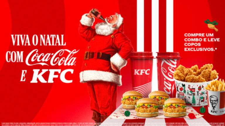 KFC e Coca-Cola lançam campanha de Natal com combos especiais e copos exclusivos