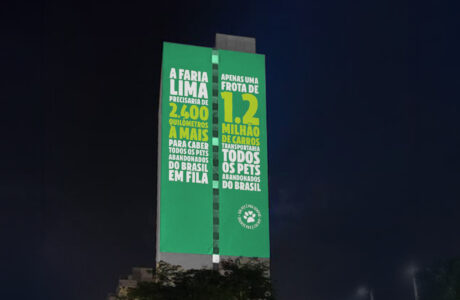 Projeções em prédios de SP alertam para abandono de animais em campanha de Guabi Natural