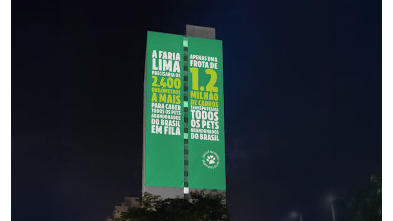 Projeções em prédios de SP alertam para abandono de animais em campanha de Guabi Natural