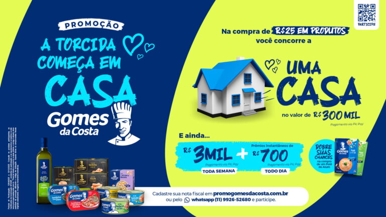 Gomes da Costa lança promoção A Torcida Começa em Casa e sorteia casa própria e prêmios diários de R$700