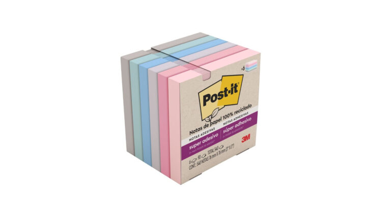 Nova geração das Notas Post-it® Super Adesivas feitas com papel reciclado chega ao Brasil
