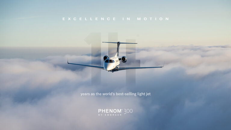 Phenom 300 lidera mercado global de jatos leves pelo 14º ano consecutivo (1)