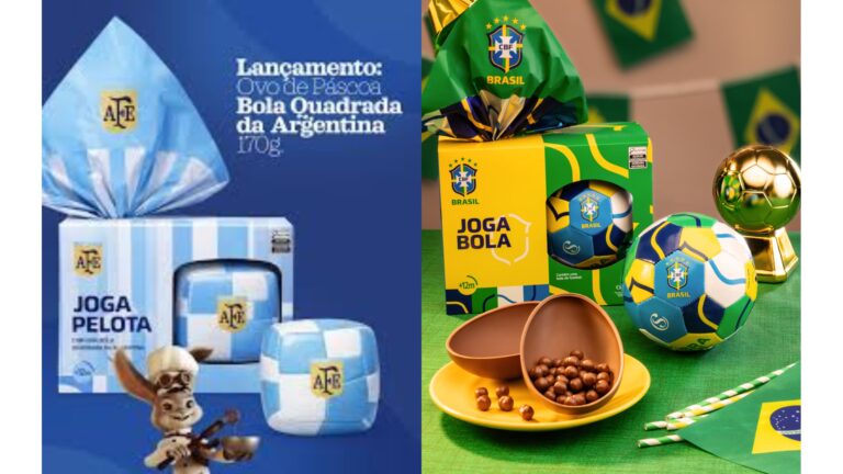 Cacau Show brinca com bola quadrada da Argentina no 1º de abril e destaca Ovo Bola CBF para a Páscoa