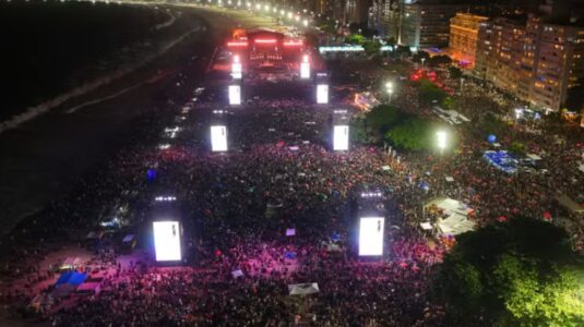 Show da Lady Gaga na praia de Copacabana, no Rio de Janeiro — Foto Prefeitura do Rio