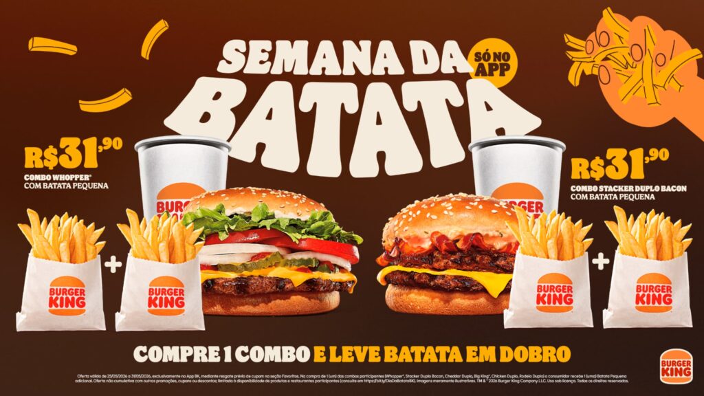 Burger King® apresenta Semana da Batata com ofertas exclusivas e batata em dobro em combos selecionados