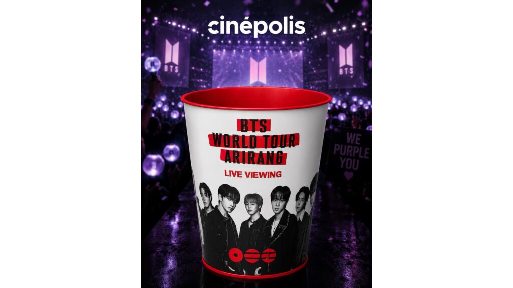 Cinépolis lança balde colecionável do BTS para transmissão do ARIRANG Live Viewing in Busan