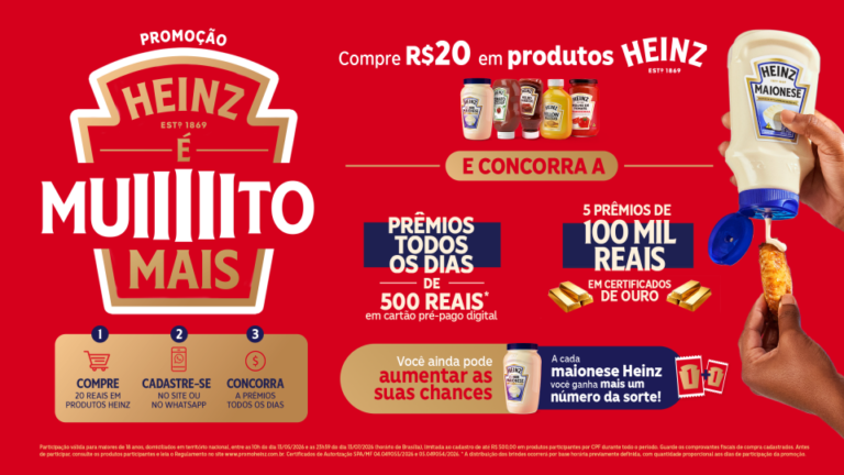 Heinz lança primeira promoção no Brasil com prêmios diários de até R$ 500 e cinco sorteios de R$ 100 mil