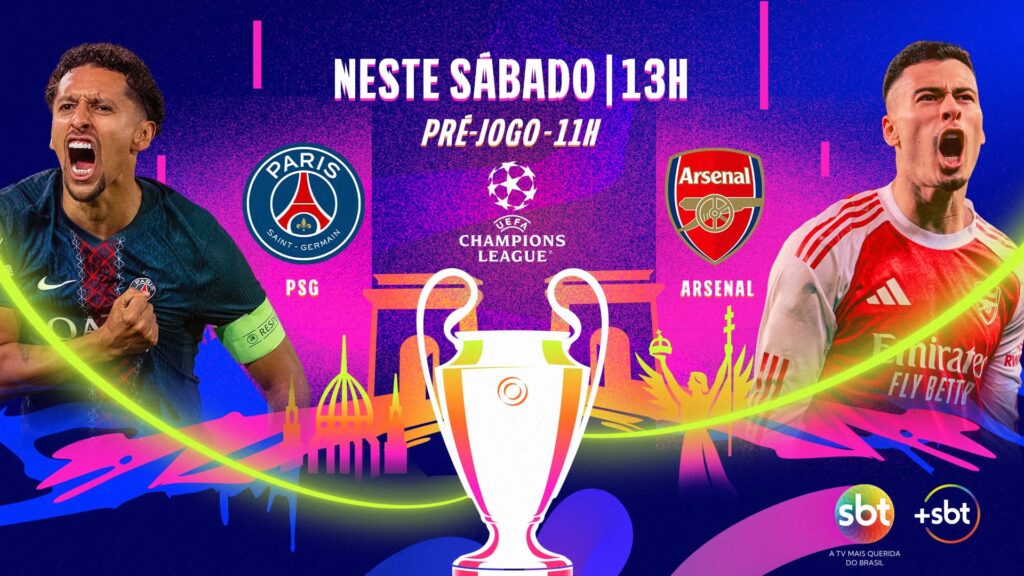 SBT transmite final da UEFA Champions League entre PSG e Arsenal