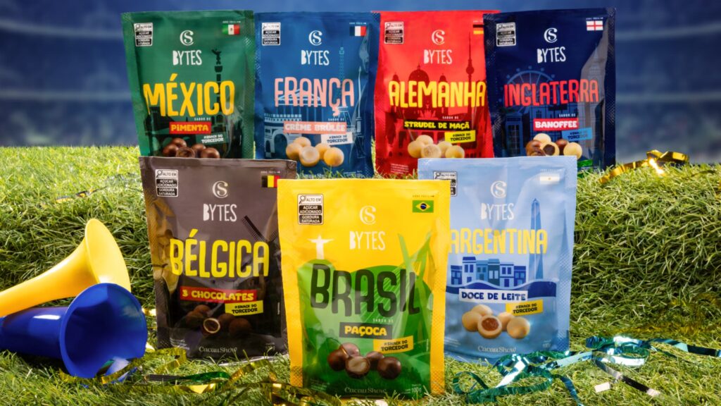 Cacau Show escala nova linha Bytes com sabores inspirados em seleções para ser o snack oficial do torcedor