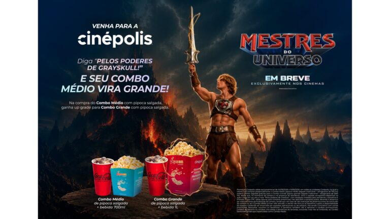 Cinépolis transforma frase icônica de He-Man em promoção com upgrade gratuito de combo de pipoca