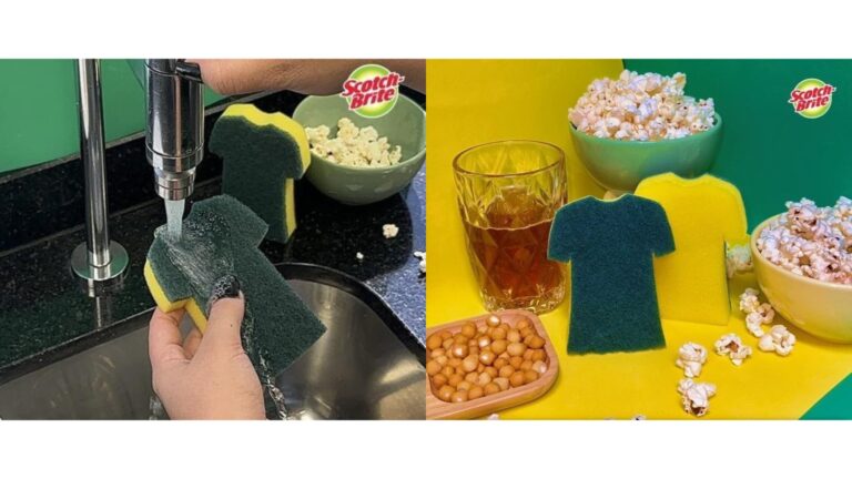 Marca Scotch-Brite une rotina e celebração com o lançamento de esponja em formato de camisa verde e amarela
