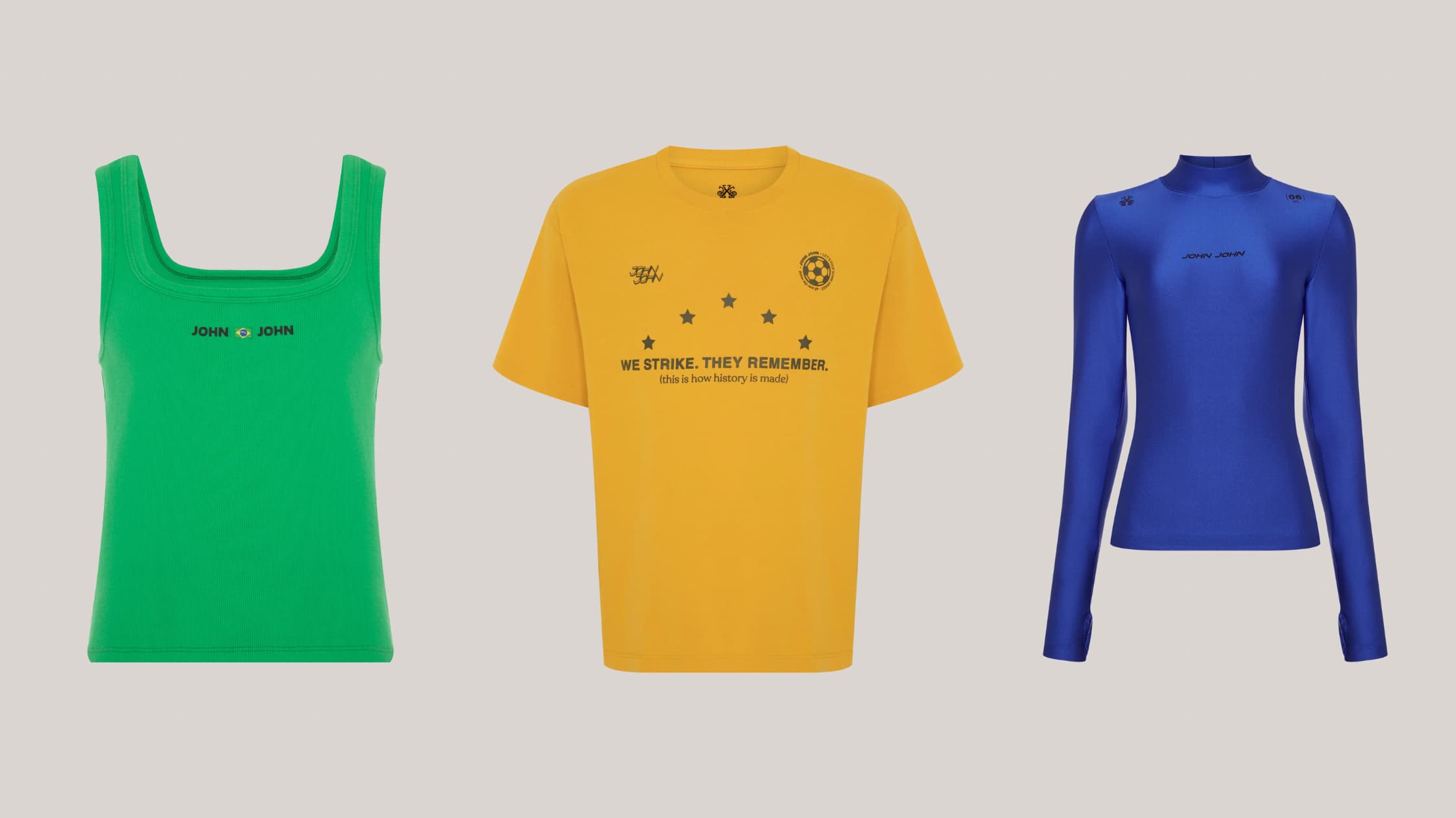 World Beat leva a energia do futebol para o universo fashion da JOHN JOHN